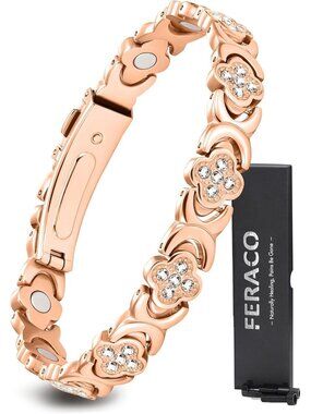 Women's Rose Gold Ultra Strength 3,800 Gauss Copper Magnetic Bracelet Jewelry